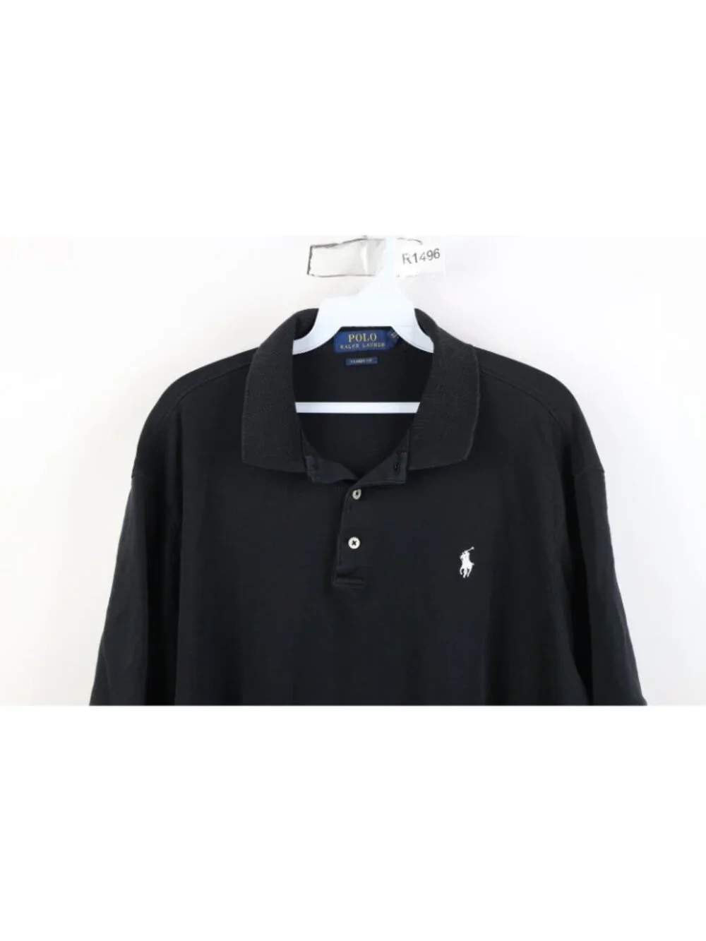 Vintage Y2K Ralph Lauren Mens XL Faded Soft Cotton Knit Golf Polo Shirt Black